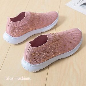 Pink Rhinestone Sock Sneaker